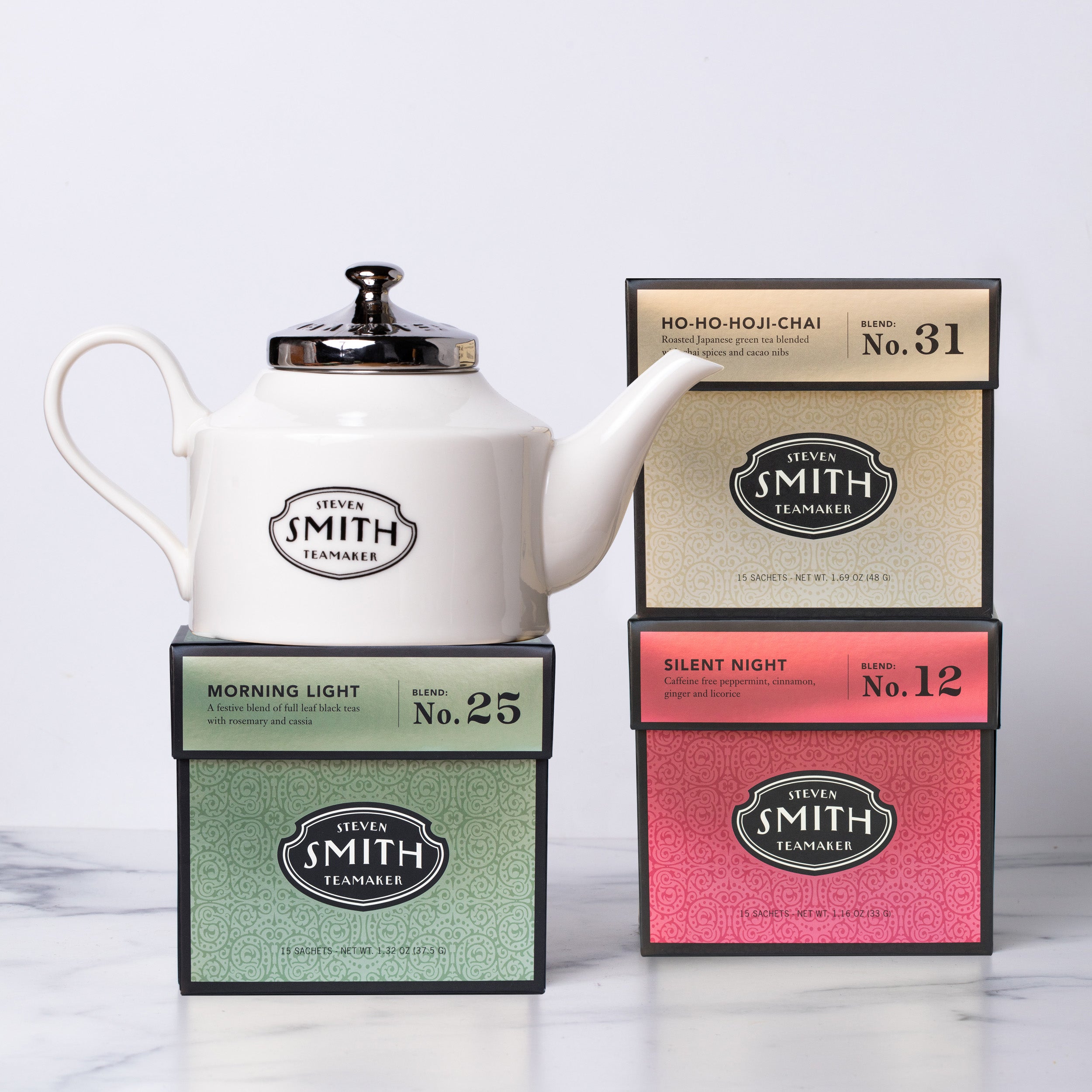 Holiday Carton Trio with Teapot