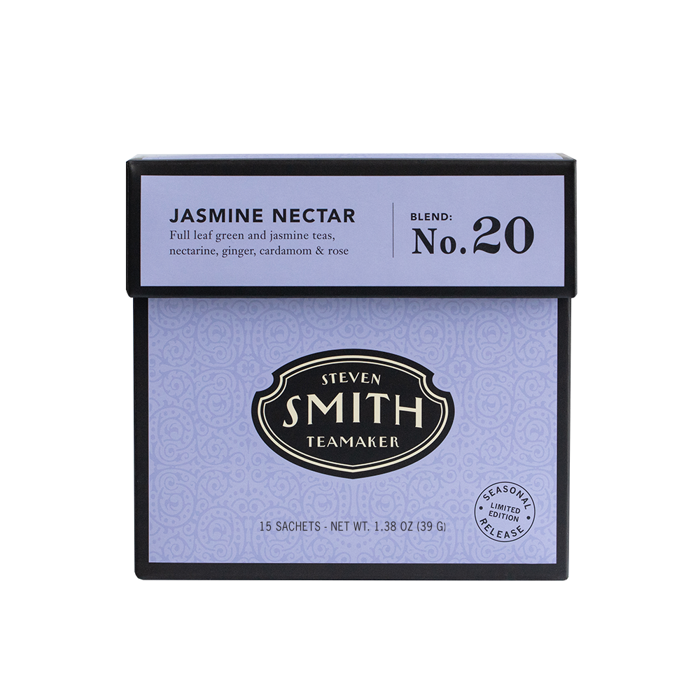 Purple carton of Jasmine Nectar green tea.