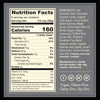 Cream and grey nutritional label for tea granola.